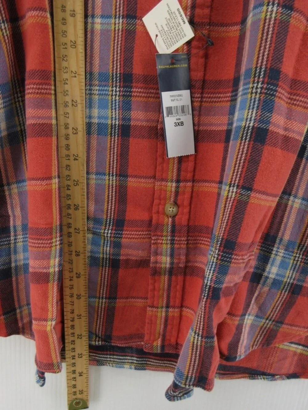 Polo Ralph Lauren Shirt 3XB Big Flannel Plaid Elbow Patches Heavyweight